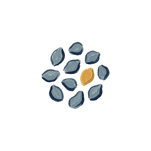 Pictogram showing one shape highlighted from a cluster, representing IBS prevalence.